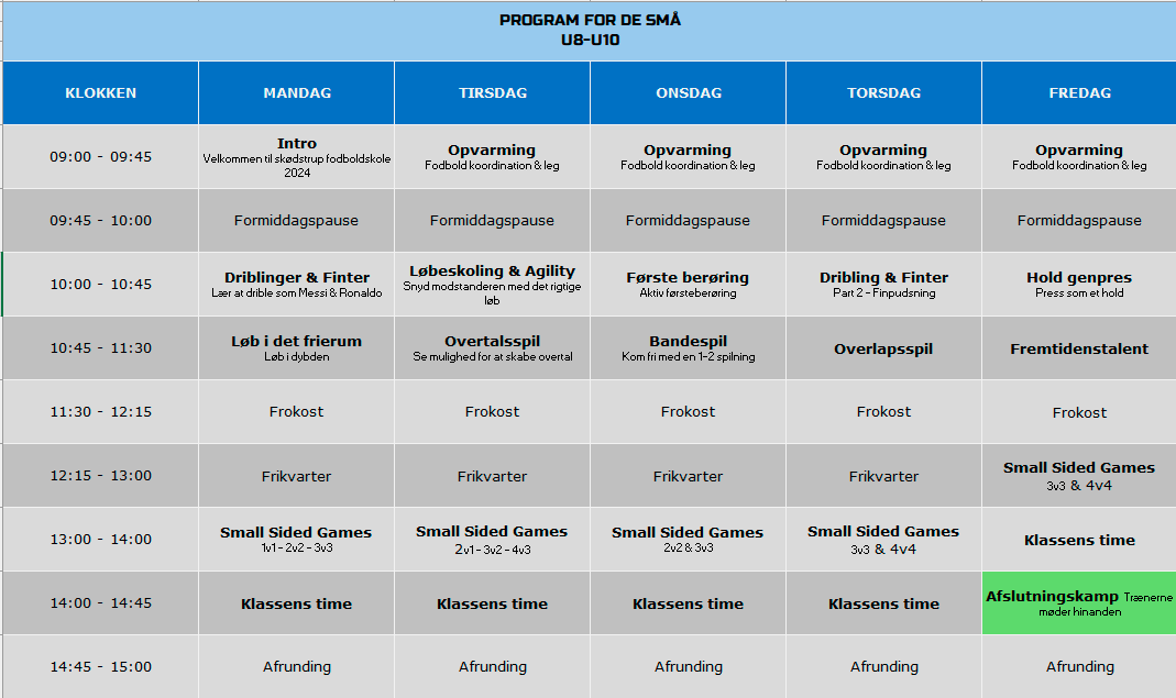 u8-u10 fodboldskoleskema